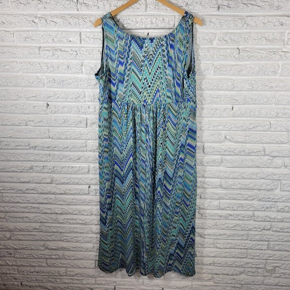 Kim Rogers Women's 1X Plus Blue Sheath Dress Sleeveless V-Neck Stretch WAT67E - Picture 6 of 10
